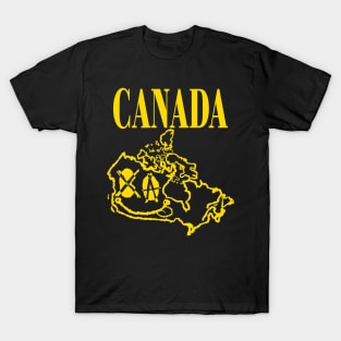 Canada Grunge Smiling Face Black Background T-Shirt